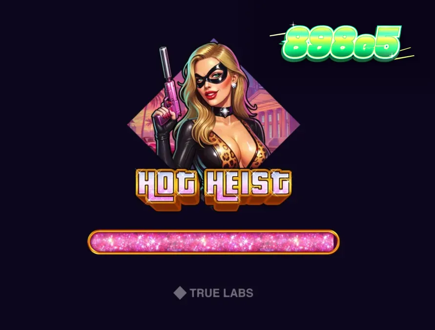 Interface do slot Hot Heist com tema de crime e luzes neon